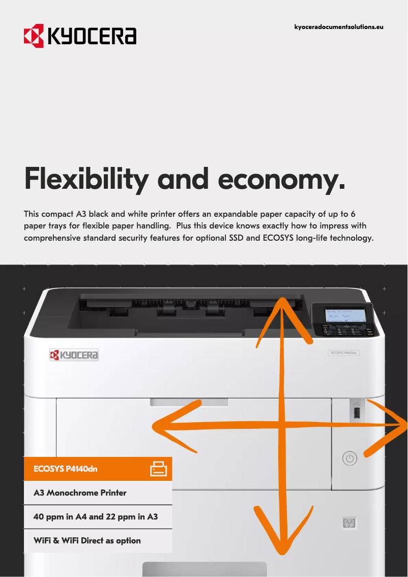 Page 1 de la notice Fiche technique Kyocera ECOSYS P4140dn