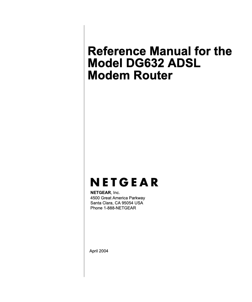 Page 1 de la notice Manuel utilisateur Netgear DG632
