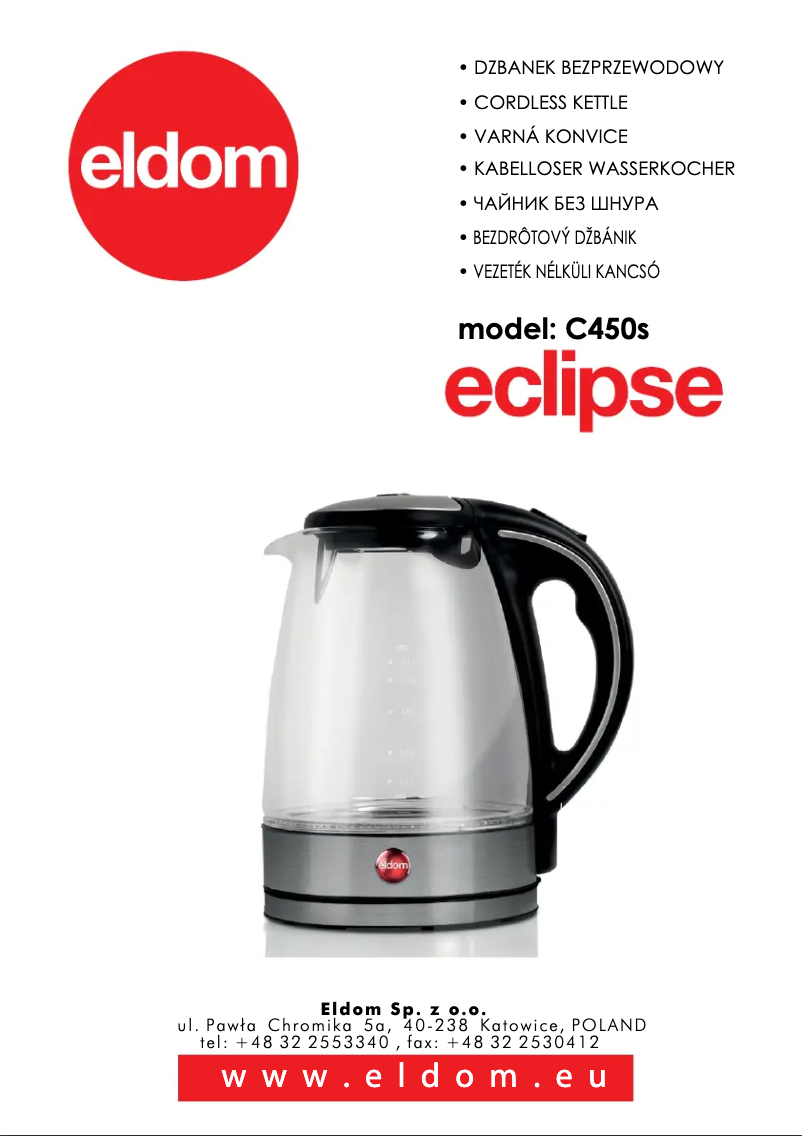 Page n°1 - Manuel utilisateur Eldom ECLIPSE C450S
