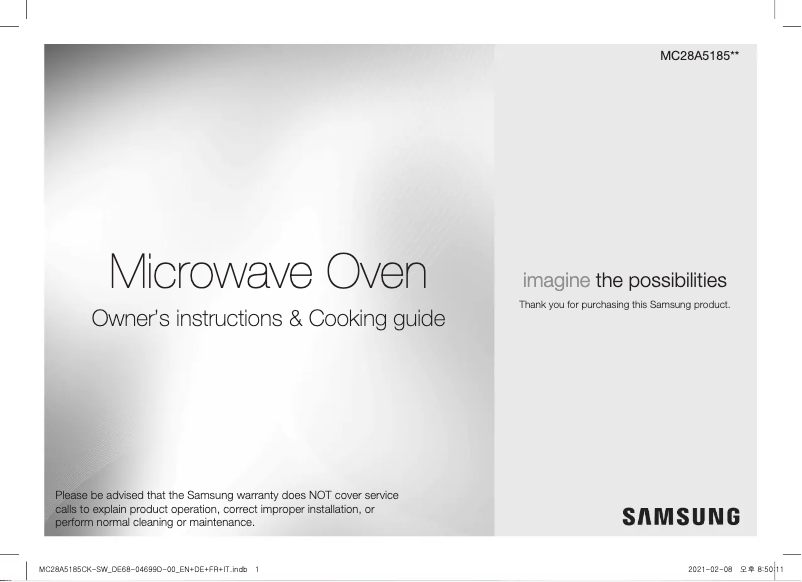 Page 1 de la notice Manuel utilisateur Samsung MC28A5185CK