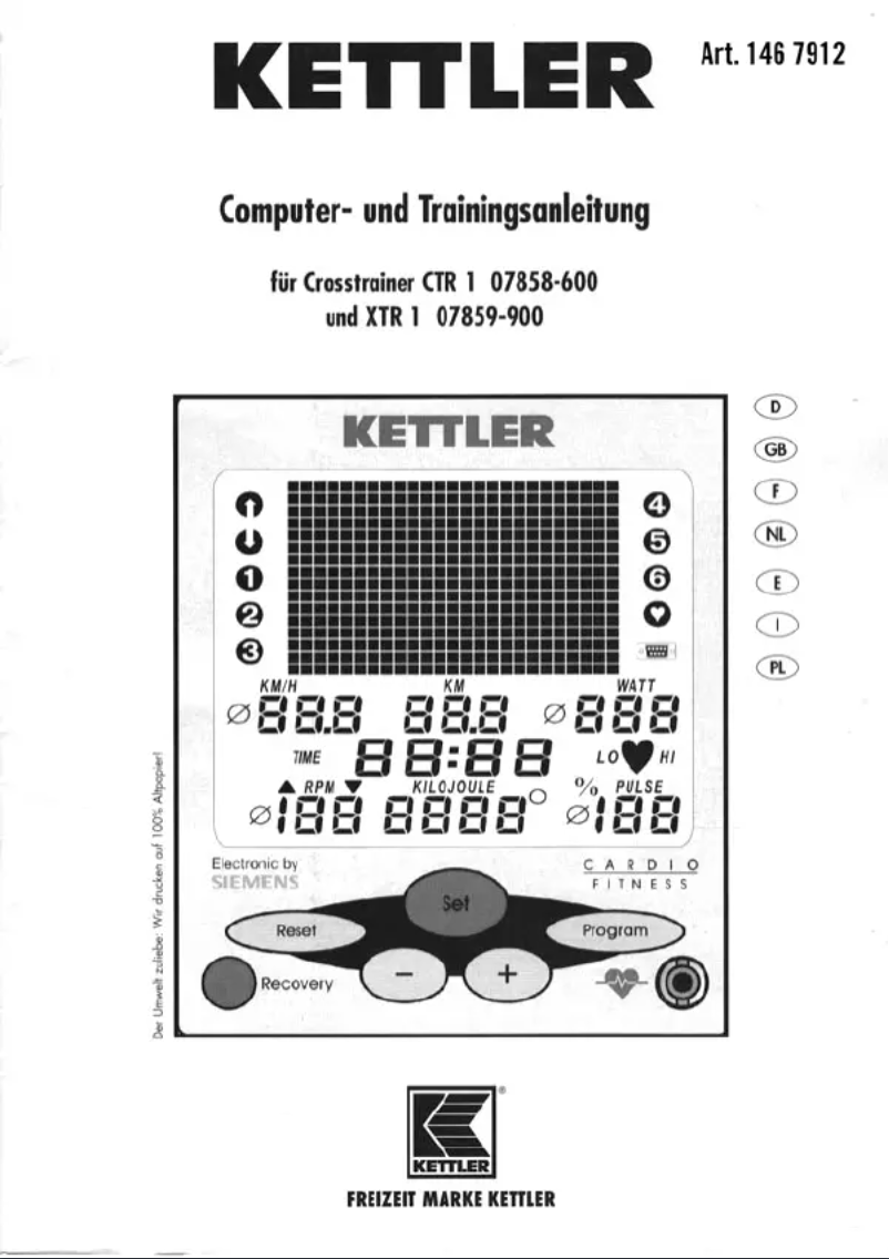 Page n°1 - Manuel utilisateur Kettler XTR-1