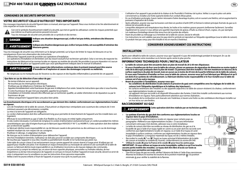 Image de la première page du manuel de l'appareil PGV400TR