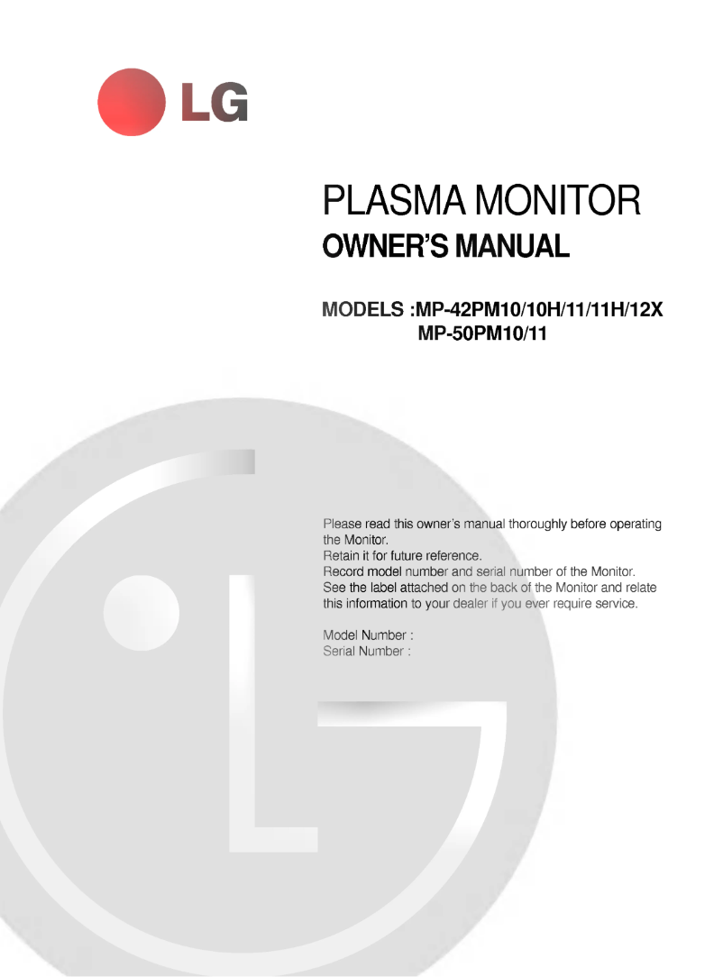 Page 1 de la notice Manuel utilisateur LG MP-50PM10H