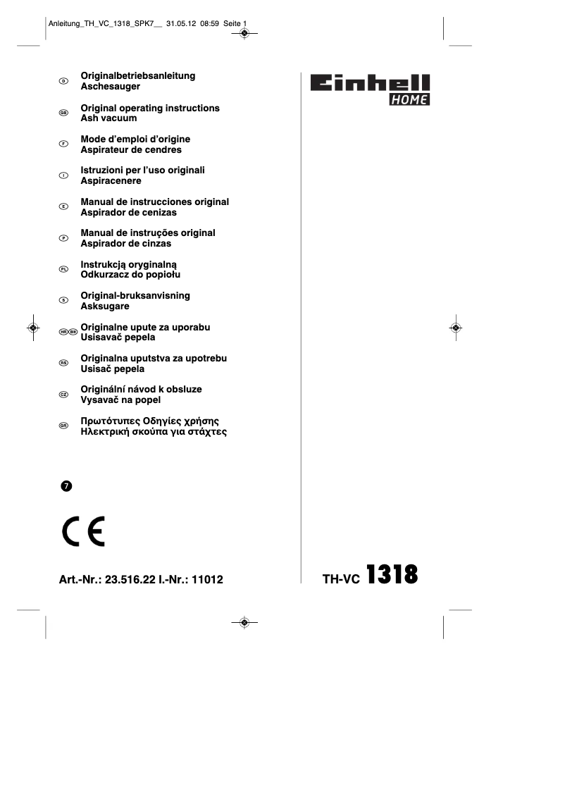 Page n°1 - Mode d'emploi Einhell TH-VC 1318