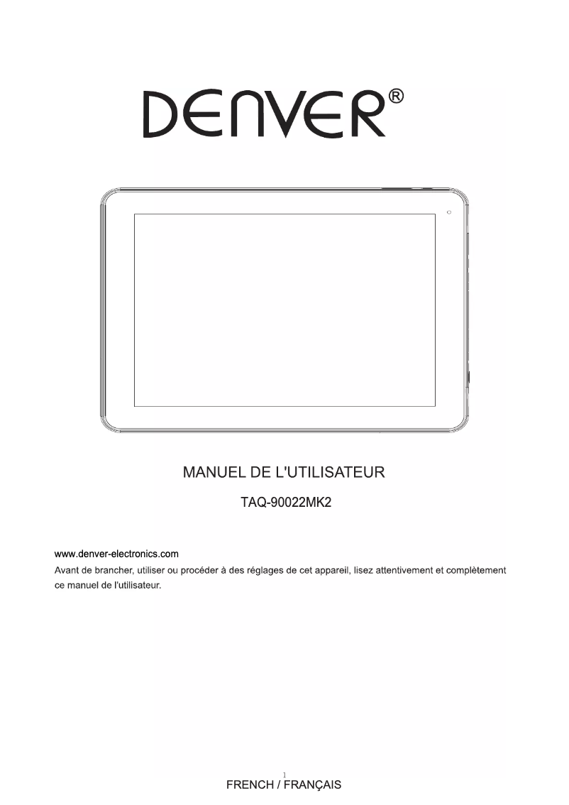 Page 1 de la notice Manuel utilisateur Denver TAQ-90022MK2