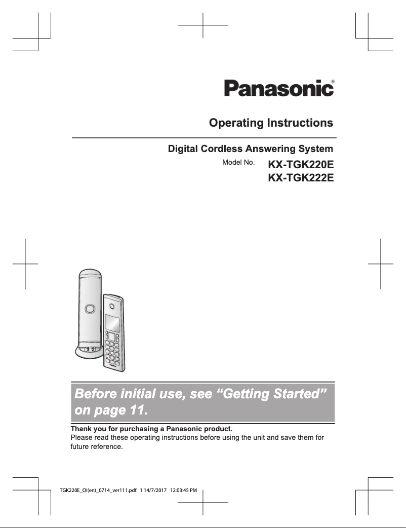 Página 1 del manual Manual de usuario Panasonic KX-TGK220E