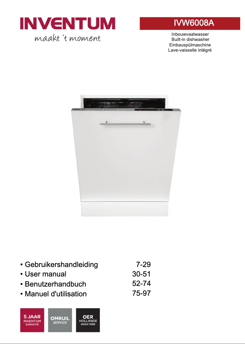 Page 1 de la notice Manuel utilisateur Inventum IVW6008A