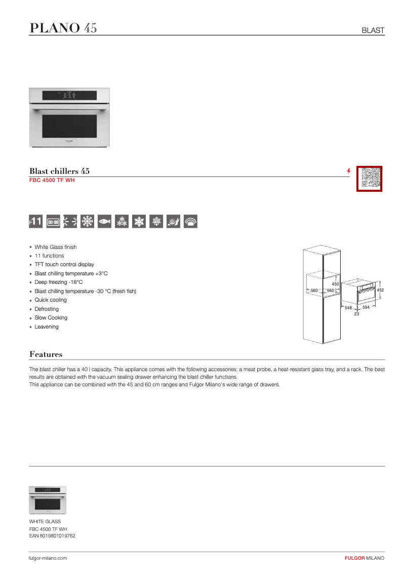 Página 1 del manual Ficha técnica Fulgor Milano FBC 4500 TF