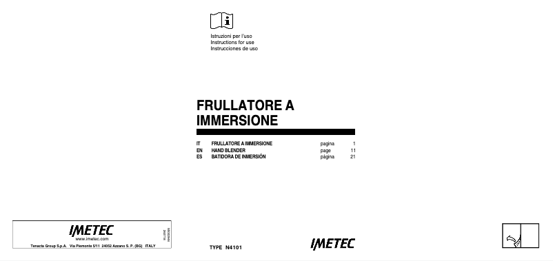Page n°1 - Manuel utilisateur Imetec HB5 2500