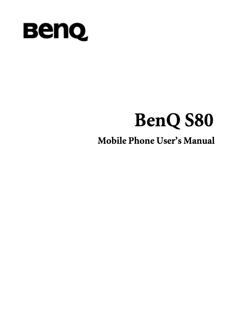 Page n°1 - Manuel utilisateur BenQ S80