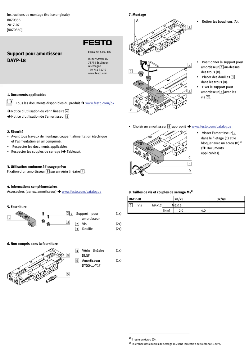 Page n°1 - Manuel utilisateur Festo DAYP-L8-25