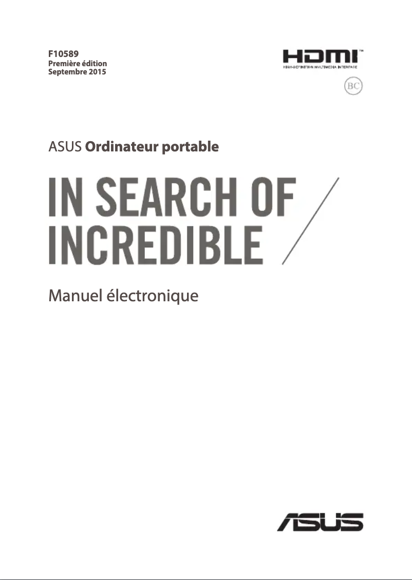 Page n°1 - Manuel utilisateur Asus VivoBook Pro N552VW