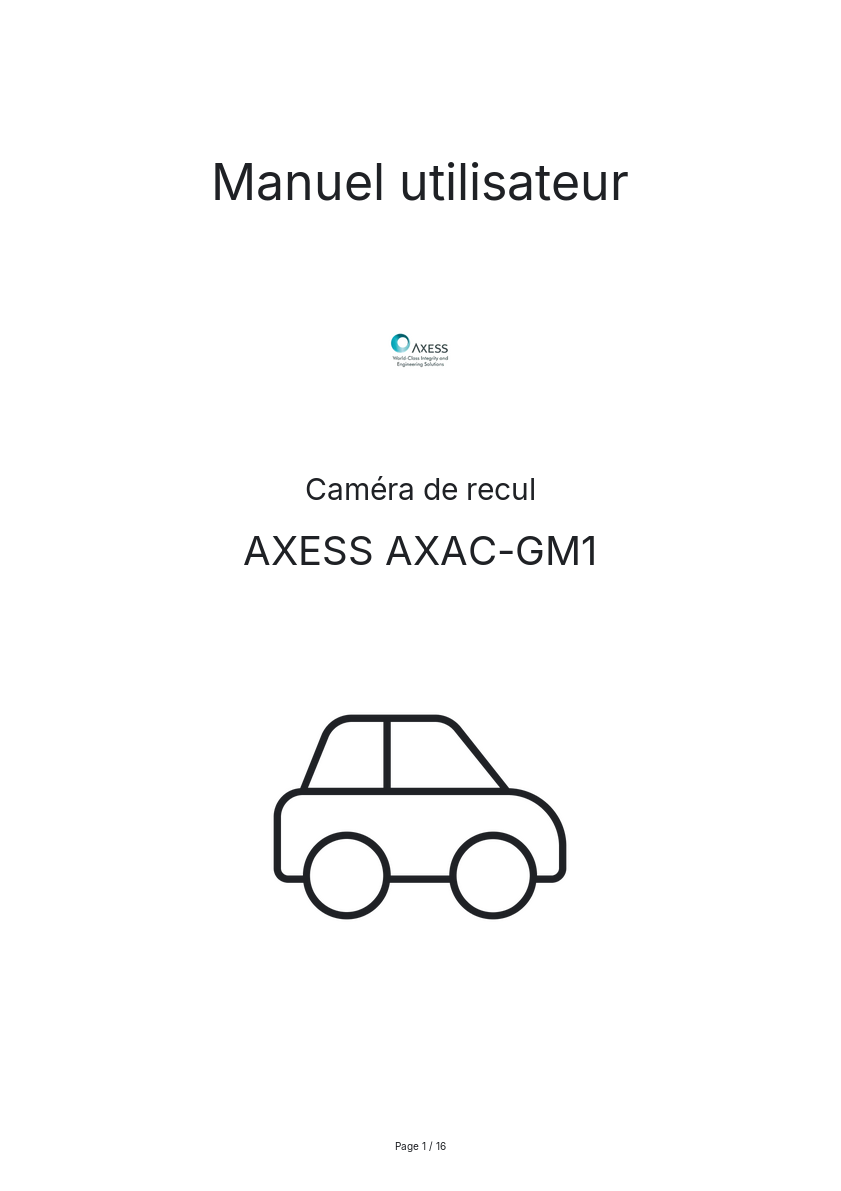 Image de la première page du manuel de l'appareil AXAC-GM1