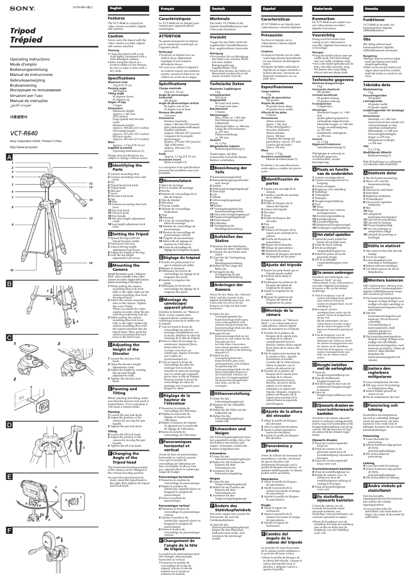 Page n°1 - Manuel utilisateur Sony VCT-R640
