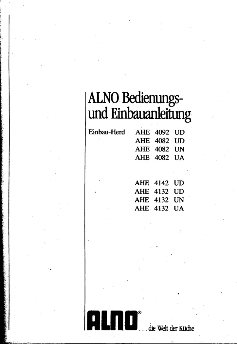 Page n°1 - Manuel utilisateur Alno AHE4132UN