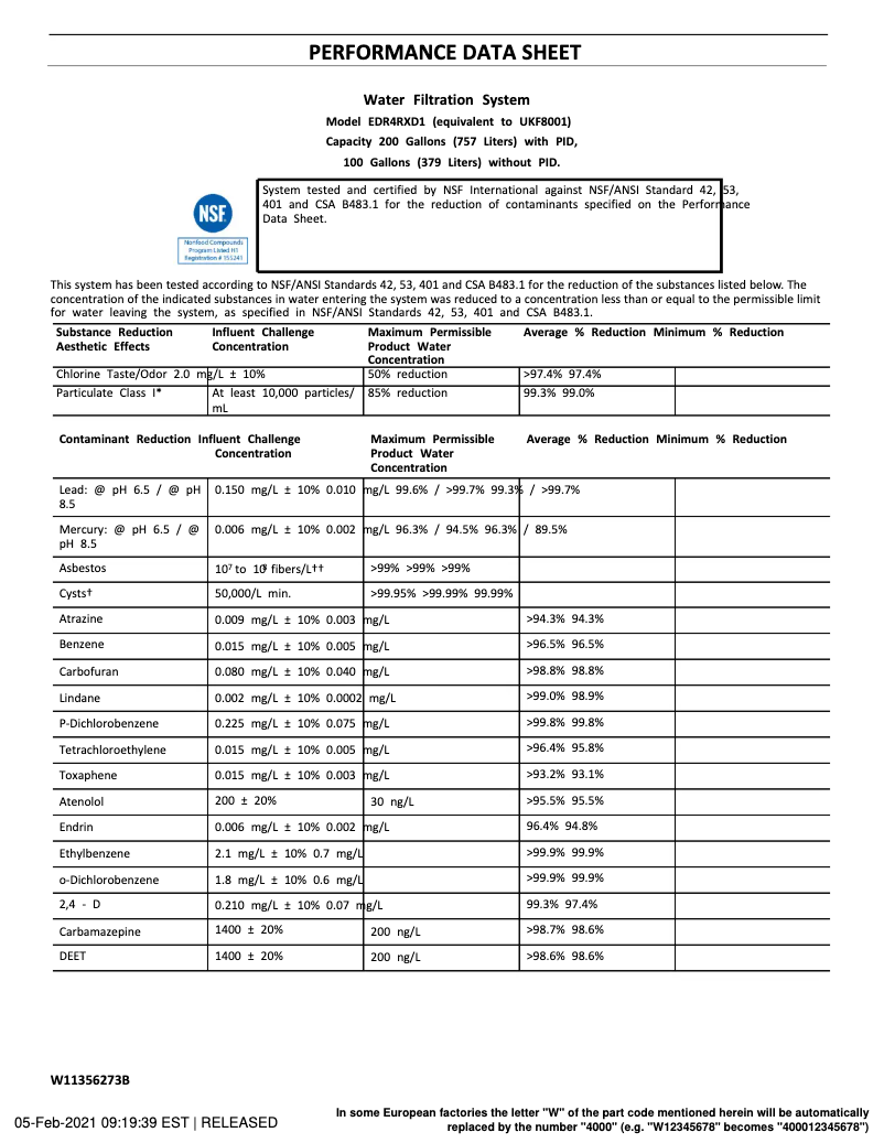 Page 1 de la notice Fiche technique KitchenAid KRFF302EBS