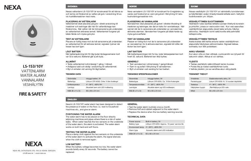 Page 1 de la notice Manuel utilisateur Nexa LS-153
