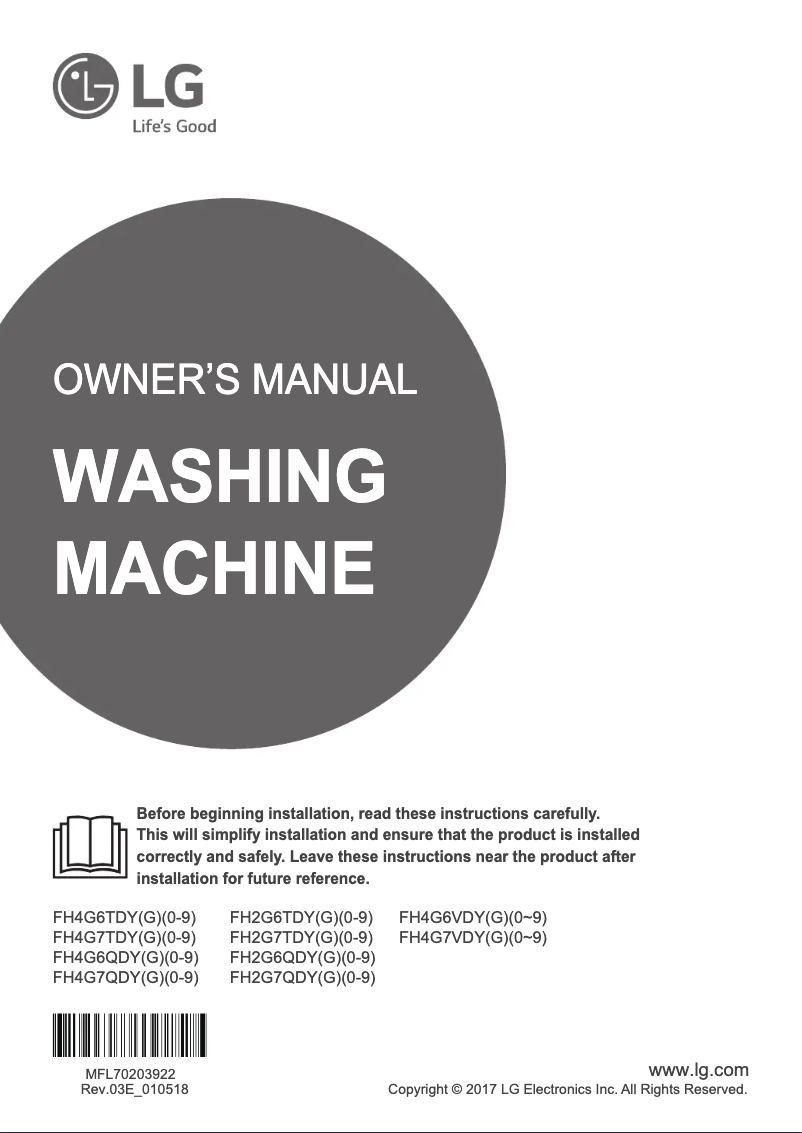 Page 1 de la notice Manuel utilisateur LG FH4G6TDY4