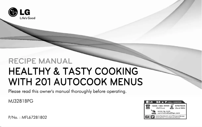 Page 1 de la notice Manuel utilisateur LG MJ3281BPG