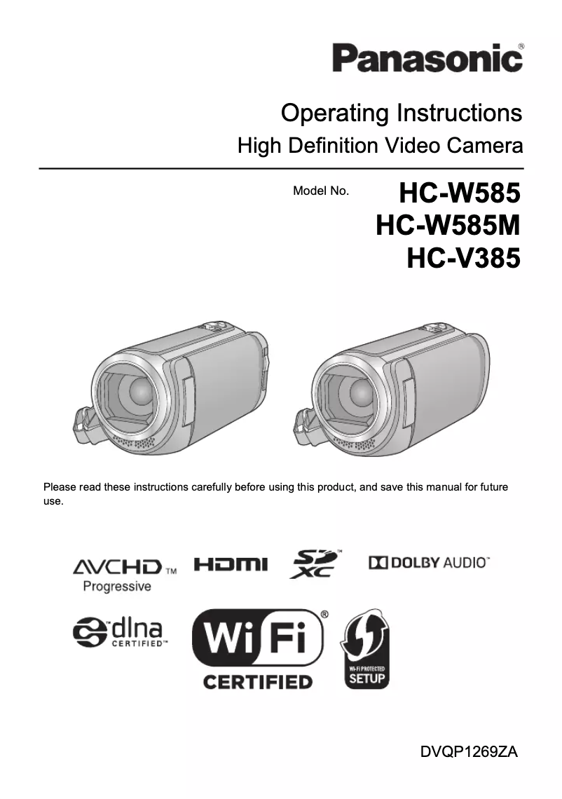 Image de la première page du manuel de l'appareil HC-V385