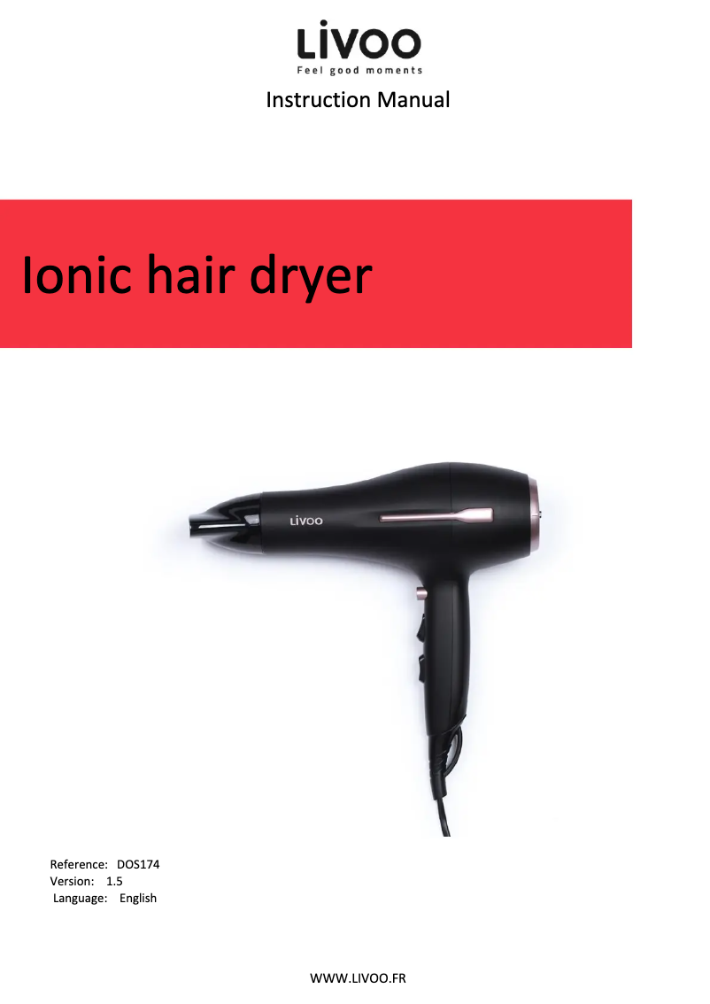 Page n°1 - Manuel utilisateur Livoo DOS174
