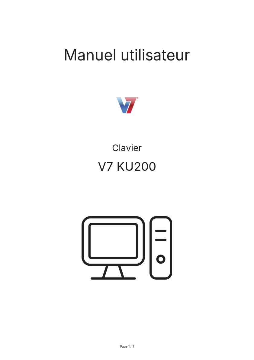 Page n°1 - Manuel utilisateur V7 KU200