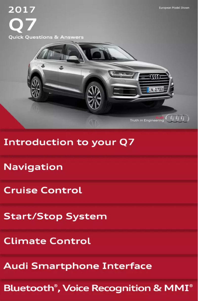 Page 1 de la notice Manuel utilisateur Audi Q7 (2017)