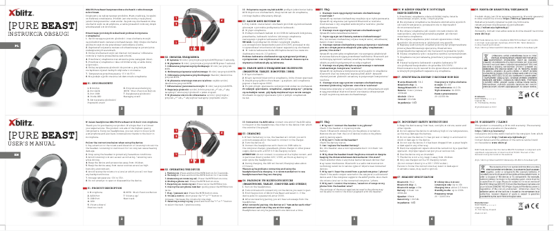 Page 1 de la notice Manuel utilisateur Xblitz Pure Beast
