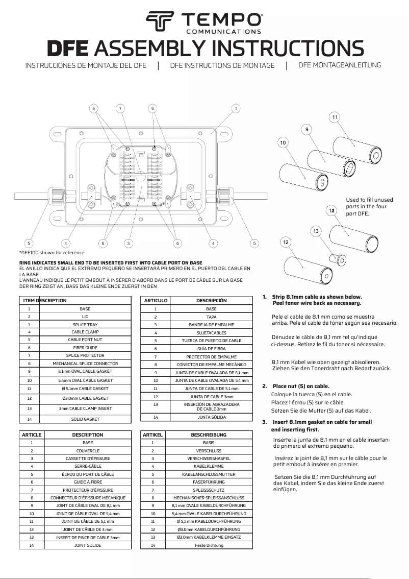 Page n°1 - Manuel utilisateur Tempo DFE100