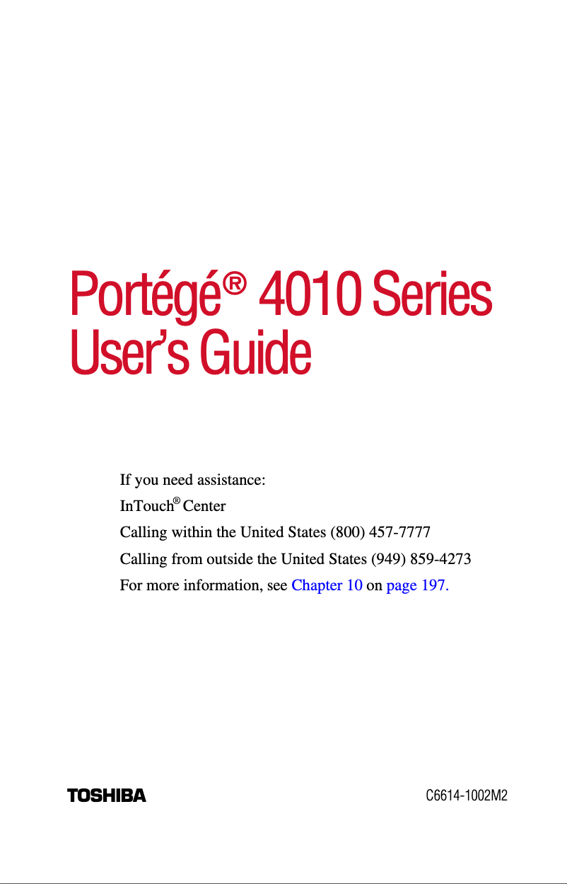 Image de la première page du manuel de l'appareil Portege 4010