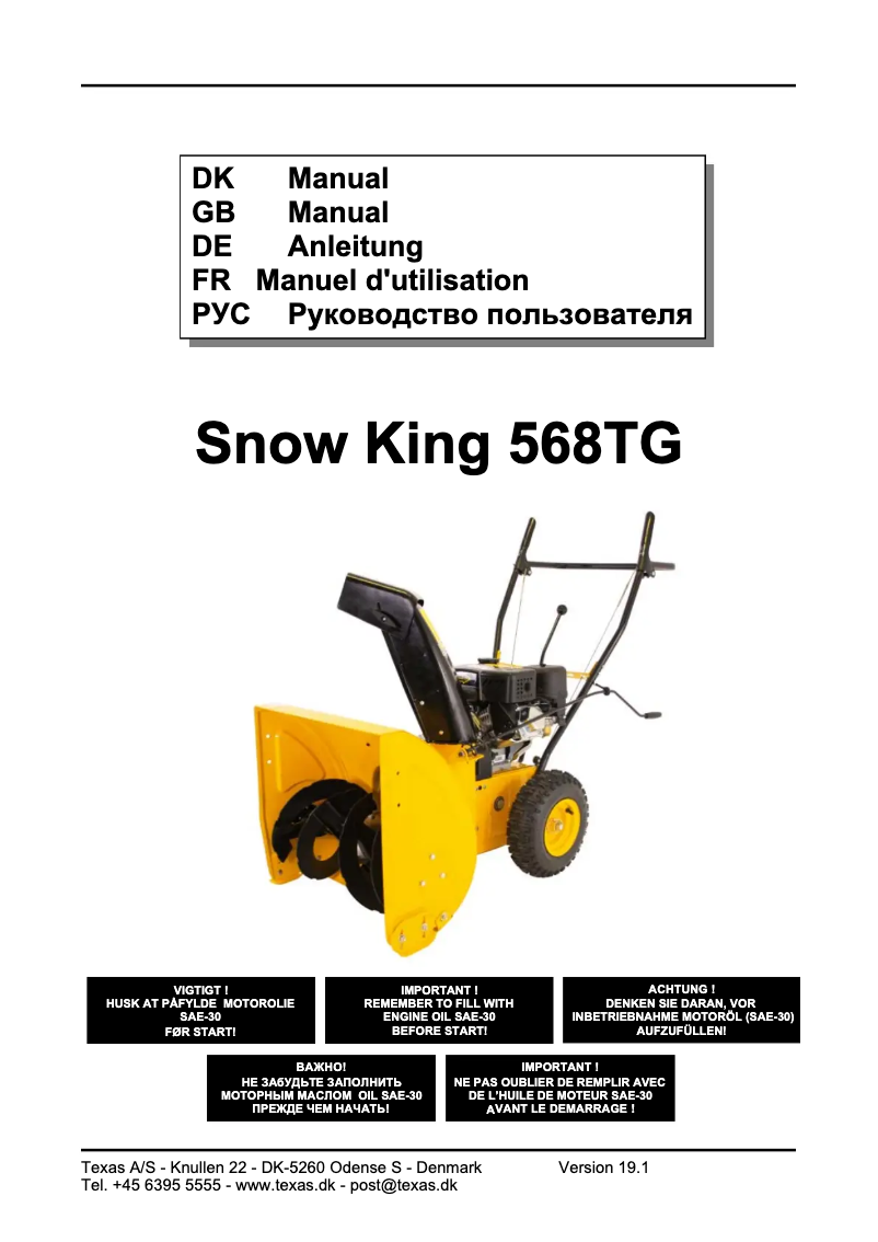 Page 1 de la notice Manuel utilisateur Texas Snow King 568TG