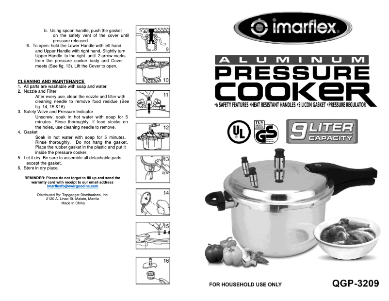 Page 1 de la notice Manuel utilisateur Imarflex QGP-3209