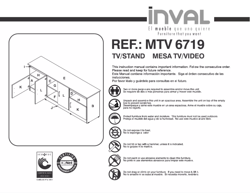 Page 1 de la notice Manuel utilisateur Inval MTV-6719