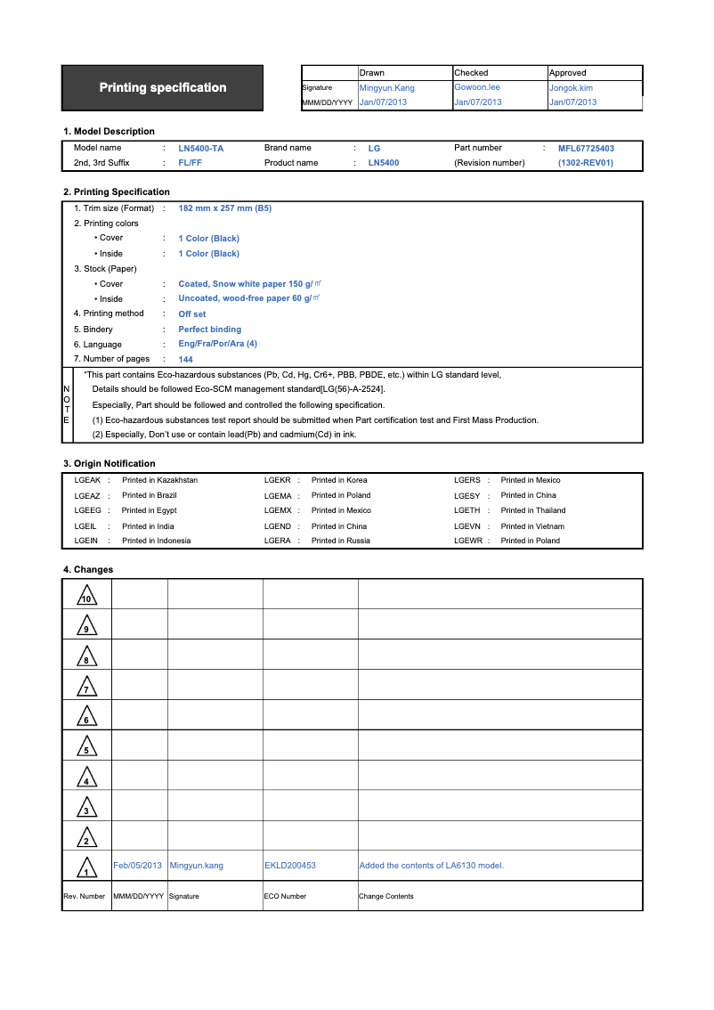 Page 1 de la notice Manuel utilisateur LG 42LN5430