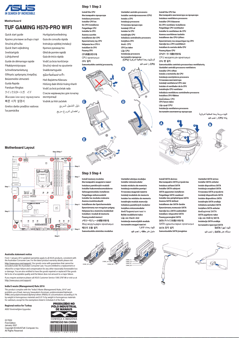 Image de la première page du manuel de l'appareil TUF Gaming H570-Pro WIFI