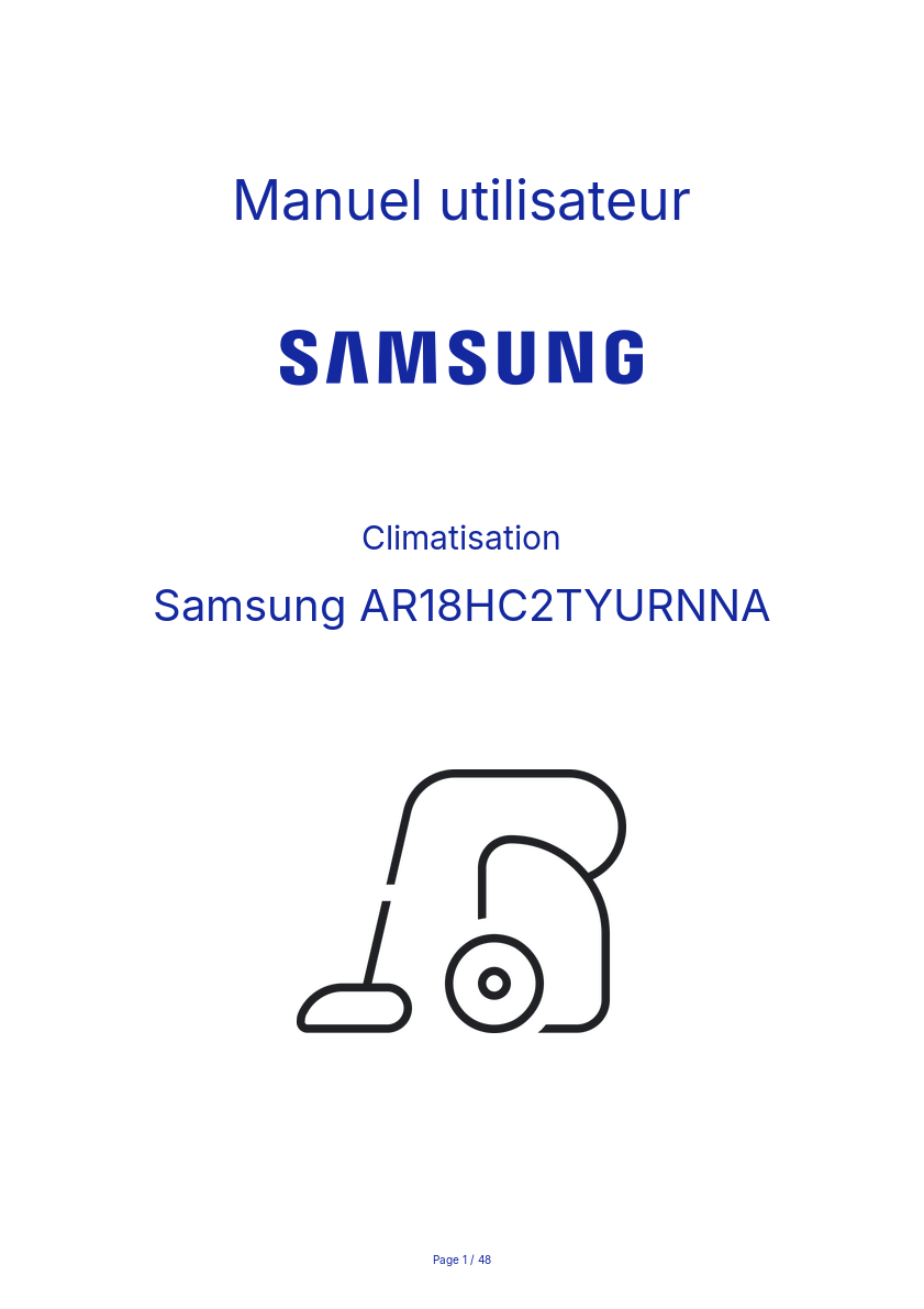 Page n°1 - Manuel utilisateur Samsung AR18HC2TYURNNA
