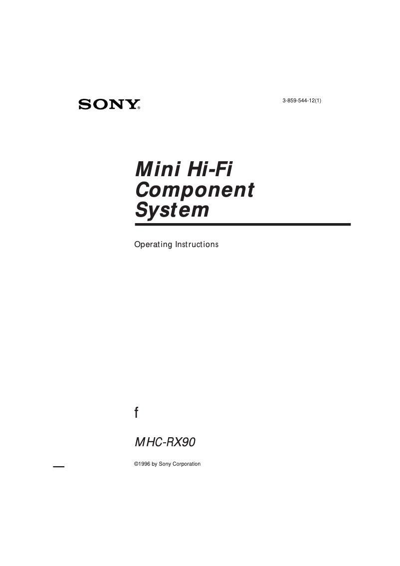 Page n°1 - Manuel utilisateur Sony MHC-RX90