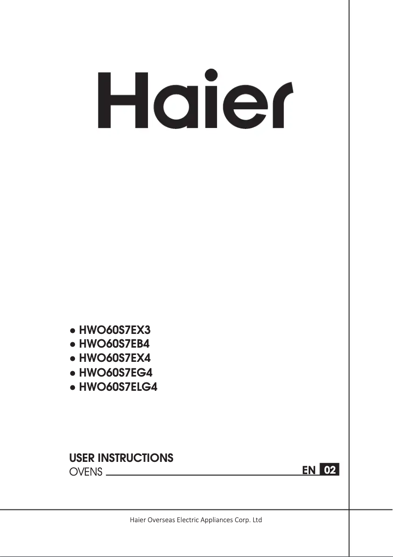 Page n°1 - Manuel utilisateur Haier HWO60S7EX4