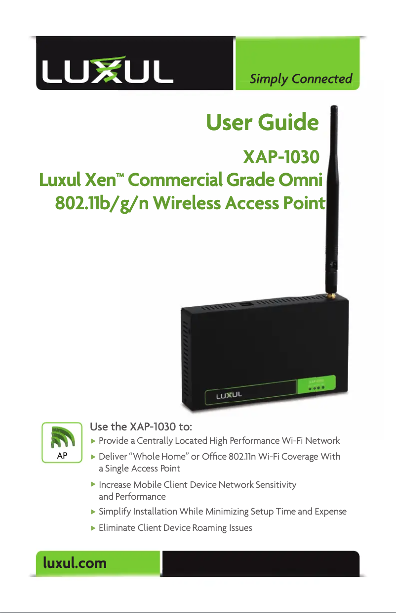 Page 1 de la notice Manuel utilisateur Luxul Xen XAP-1030