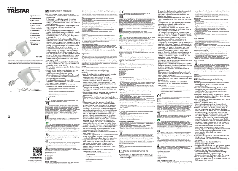 Página 1 del manual Manual de usuario TriStar MX-4202