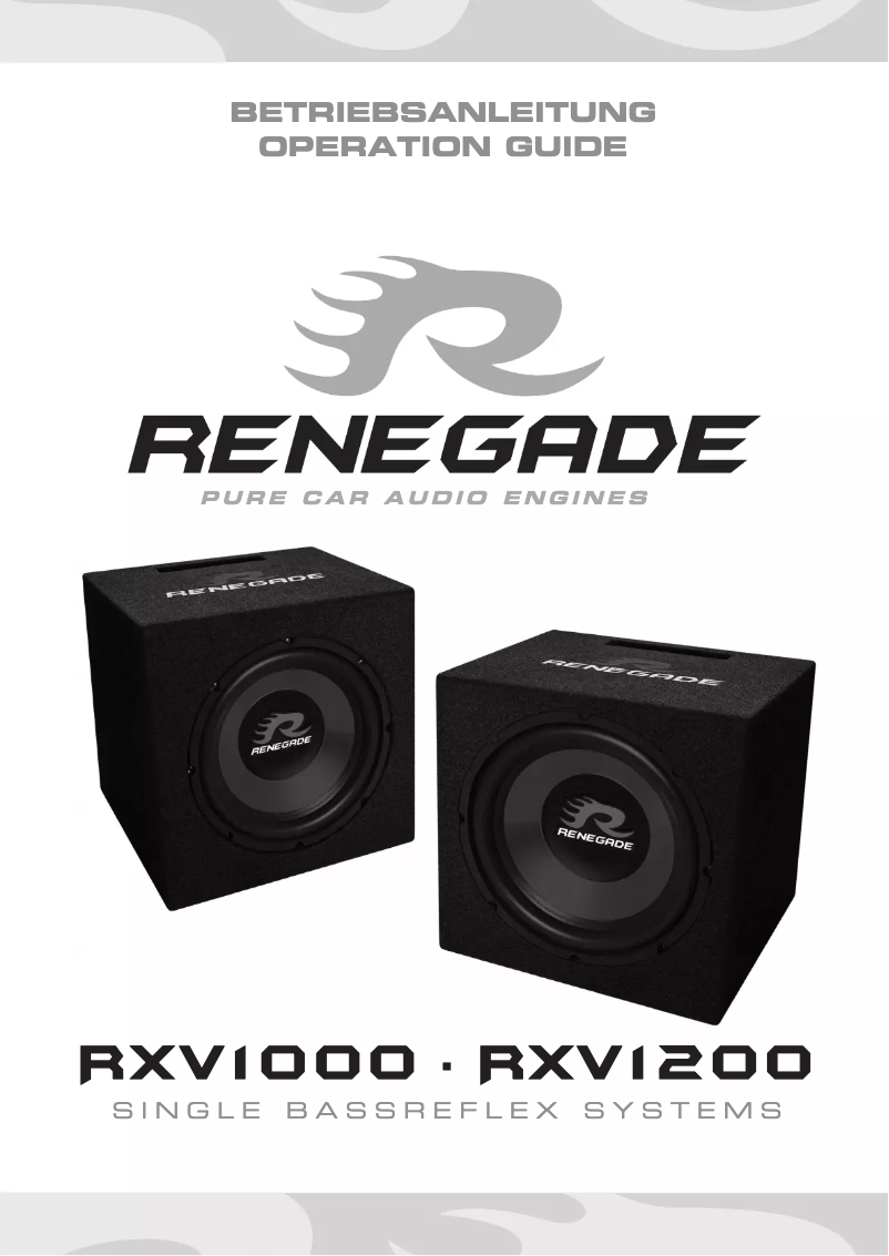 Page n°1 - Manuel utilisateur Renegade RXV1200