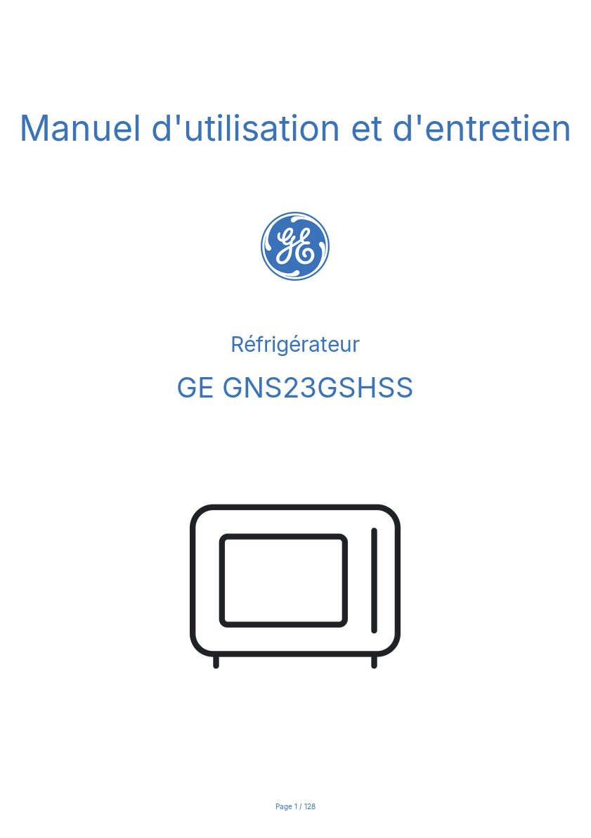 Image de la première page du manuel de l'appareil GNS23GSHSS