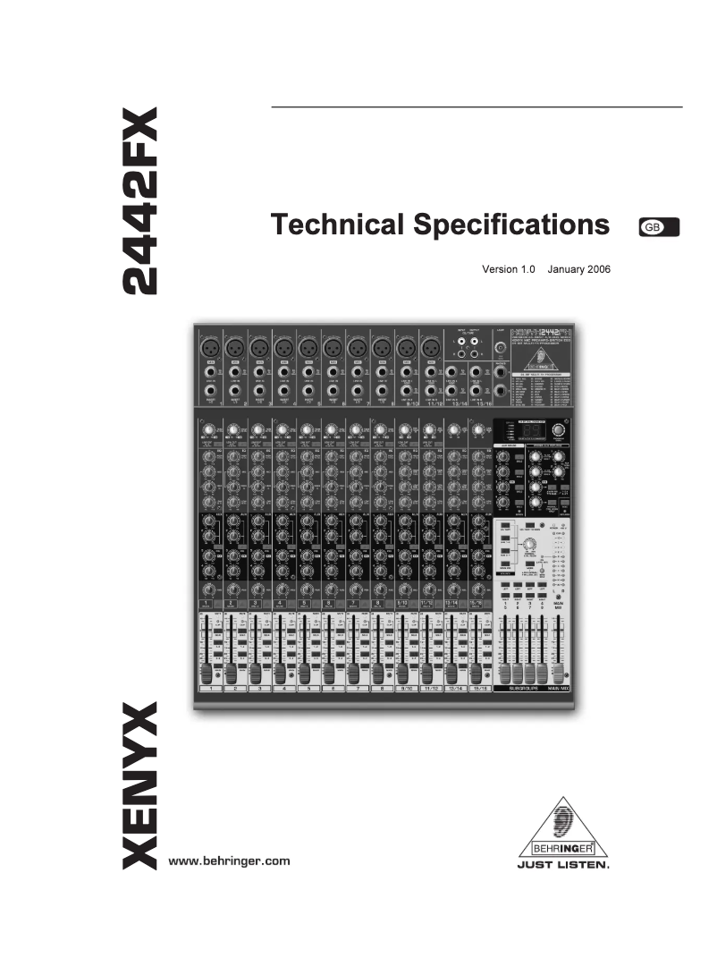 Page n°1 - Manuel utilisateur Behringer Xenyx 2442FX