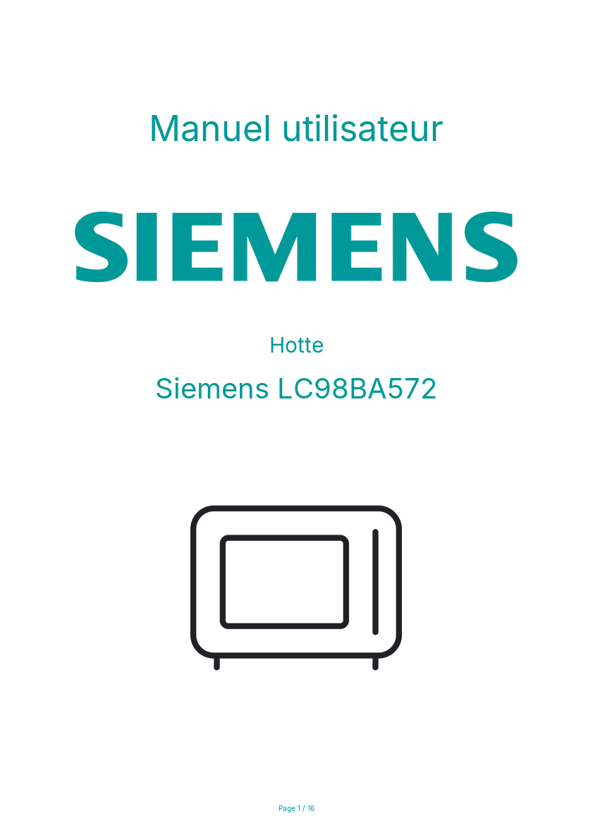 Page n°1 - Manuel utilisateur Siemens LC98BA572