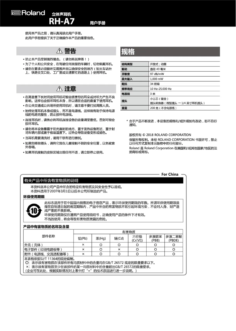 Image de la première page du manuel de l'appareil RH-A7