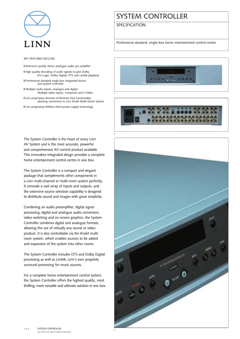 Página 1 del manual Ficha técnica Linn AV 5103