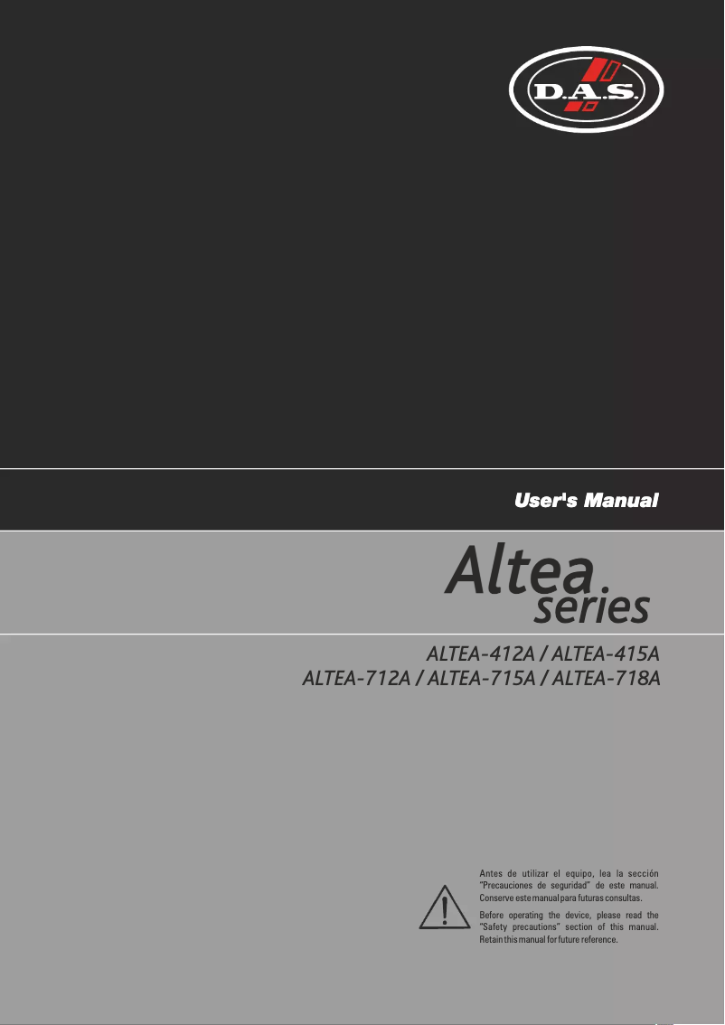 Page 1 de la notice Manuel utilisateur DAS Audio Altea-415A