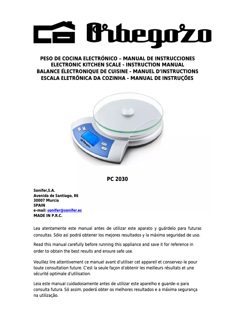 Image de la première page du manuel de l'appareil PC 2030