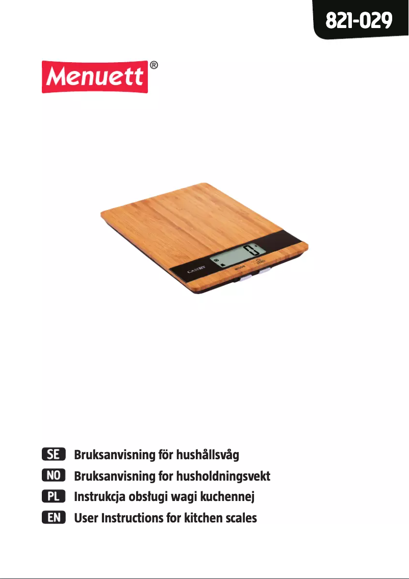 Page 1 de la notice Manuel utilisateur Menuett 821-029