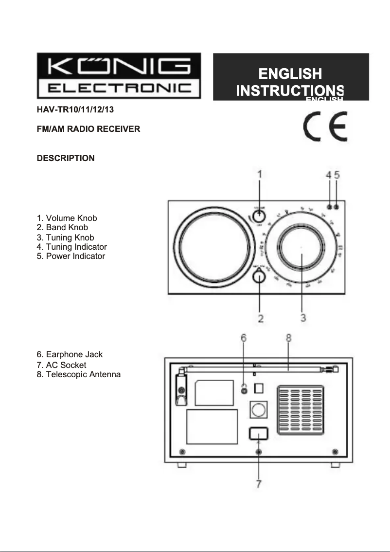 Page n°1 - Manuel utilisateur Konig HAV-TR13